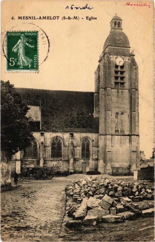 Carte postale ancienne Le Mesnil-Amelot Eglise au Mesnil-Amelot