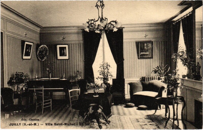 Carte postale ancienne Juilly Villa Saint-Michel - Le Salon à Juilly