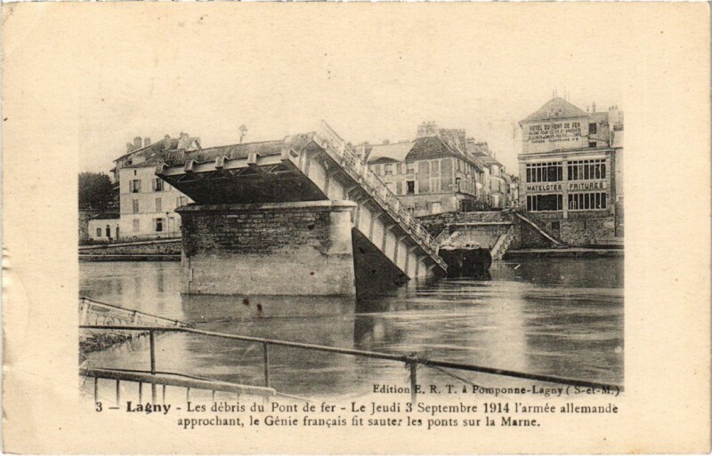 Carte postale ancienne Lagny-sur-Marne Les Debris du Pont de Fer à Lagny-sur-Marne