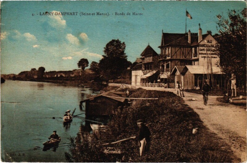 Carte postale ancienne Lagny-sur-Marne Dampmart - Bords de Marne à Dampmart
