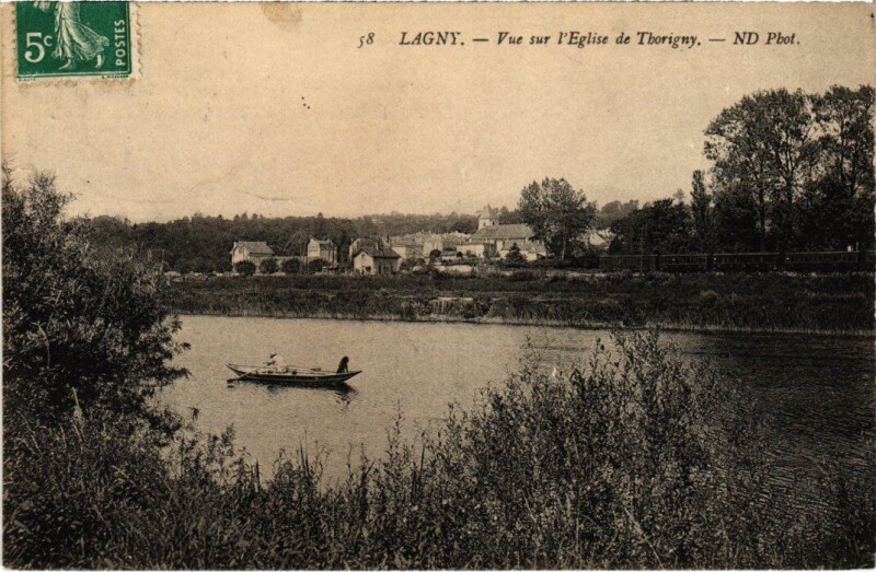Carte postale ancienne Lagny-sur-Marne Vue sur l'Etang de Thorigny à Lagny-sur-Marne