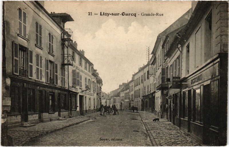 Carte postale ancienne Lizy-sur-Ourcq Grande Rue à Lizy-sur-Ourcq