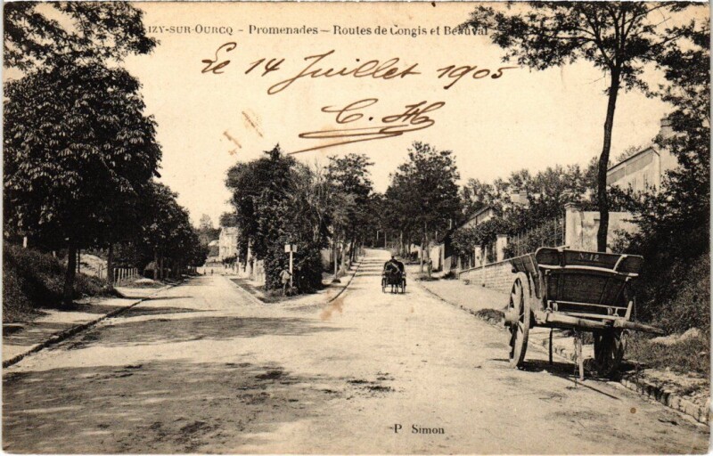 Carte postale ancienne Lizy-sur-Ourcq Promenades - Routes de Congis et Beauval à Lizy-sur-Ourcq