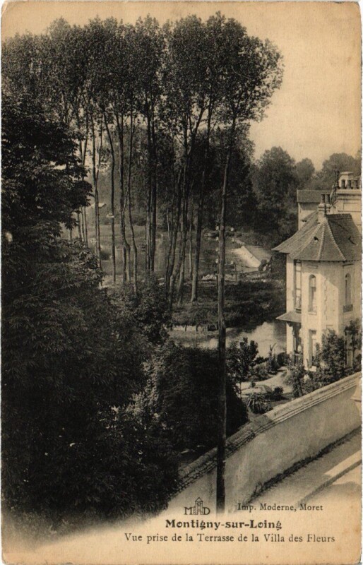 Carte postale ancienne Montigny-sur-Loing Vue prise de la Terrasse - Villa des Fleurs à Montigny-sur-Loing
