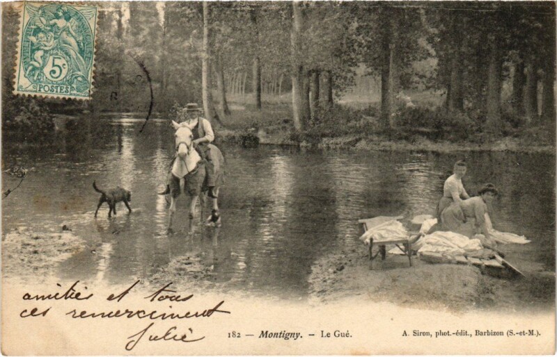 Carte postale ancienne Montigny-sur-Loing Le Gue à Montigny-sur-Loing
