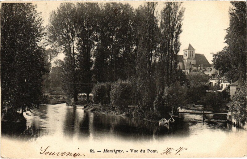 Carte postale ancienne Montigny-sur-Loing Vue du Pont à Montigny-sur-Loing