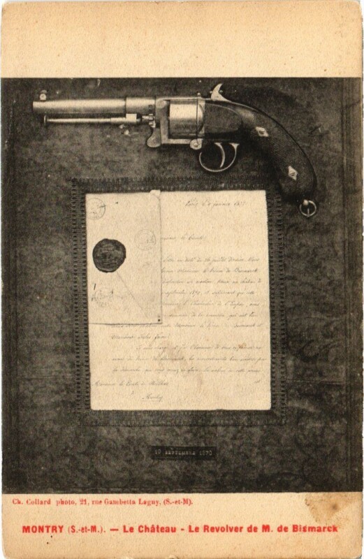 Carte postale ancienne Montry Le Chateau - Le Revolver de M. de Bismarck à Montry