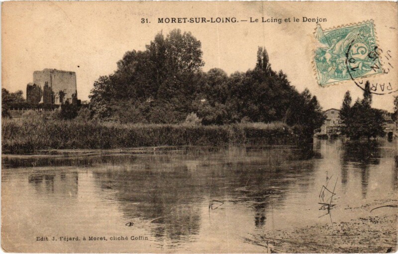 Carte postale ancienne Moret-sur-Loing Le Loing et le Donjon