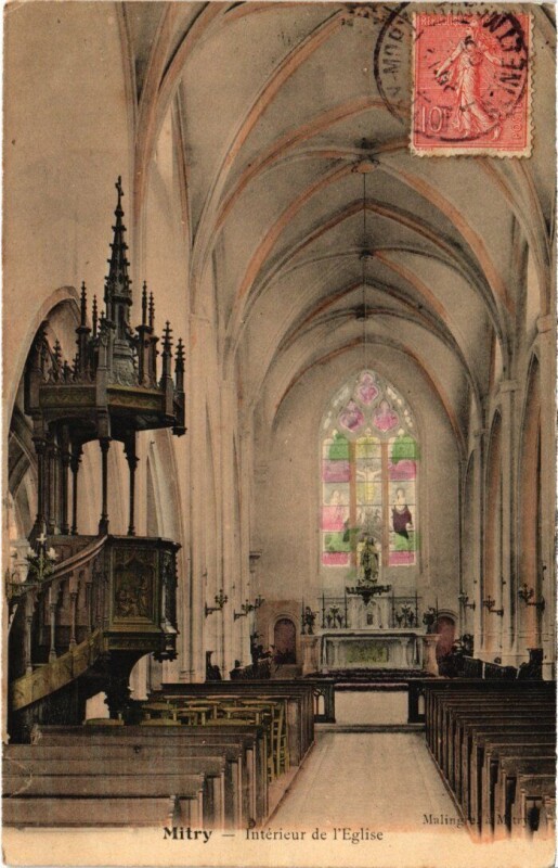 Carte postale ancienne Mitry Interieur de l'Eglise