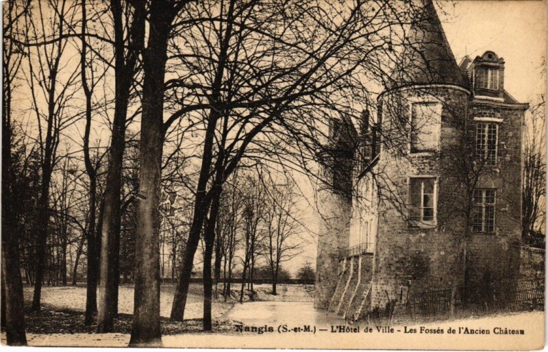 Carte postale ancienne Nangis Hotel de Ville - Les Fosses de l'Ancien Chateau à Nangis