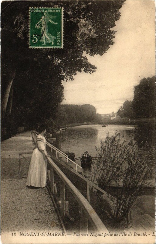 Carte postale ancienne Nogent sur Marne vue vers Nogent prise de l'Ile de Beaute à Nogent-sur-Marne