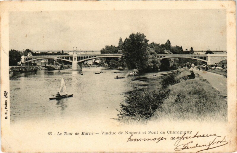 Carte postale ancienne Nogent sur Marne Pont de Champigny à Nogent-sur-Marne