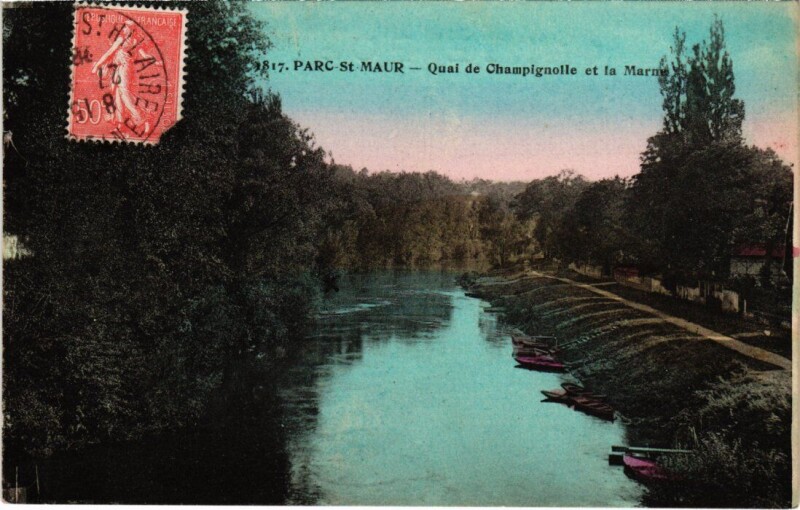 Carte postale ancienne St Maur Quai de Champignolle et la Marne