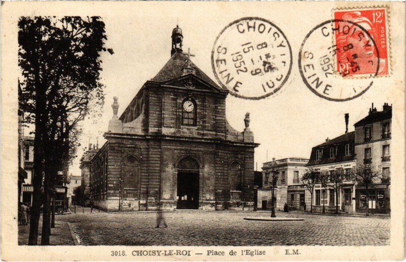 Carte postale ancienne Choisy le Roi Place de l'Eglise à Choisy-le-Roi