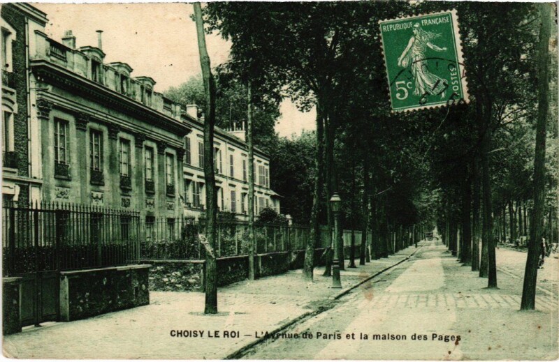 Carte postale ancienne Choisy le Roi Avenue de Paris et la maison des Pages à Choisy-le-Roi