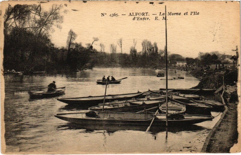 Carte postale ancienne Maisons Alfort La Marne et Ile d'Enfer à Maisons-Alfort