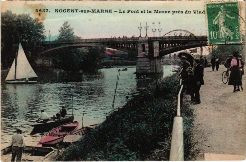 Carte postale ancienne Nogent sur Marne Pont et la Marne à Nogent-sur-Marne