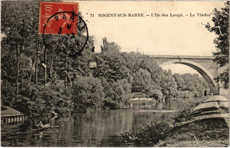 Carte postale ancienne Nogent sur Marne Ile des Loups Le Viaduc à Nogent-sur-Marne
