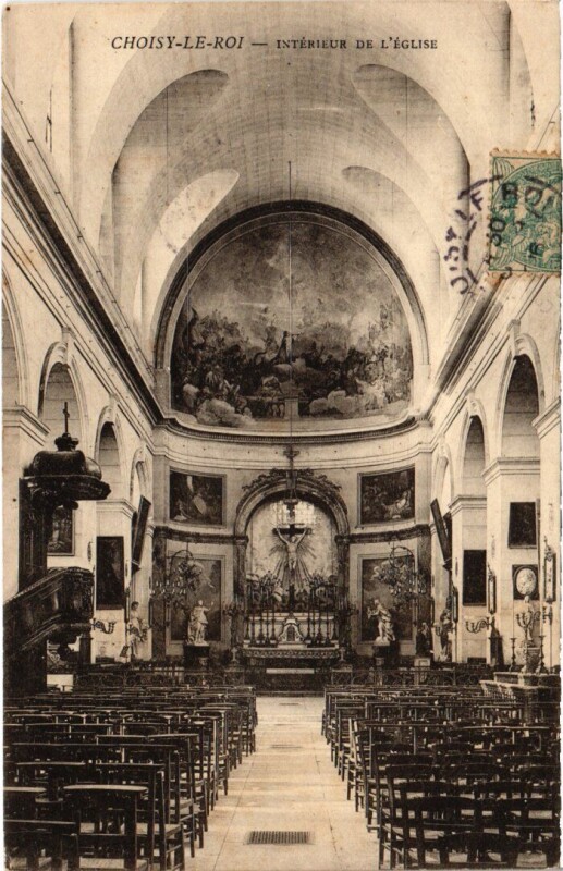 Carte postale ancienne Choisy le Roi Interieur de l'Eglise à Choisy-le-Roi
