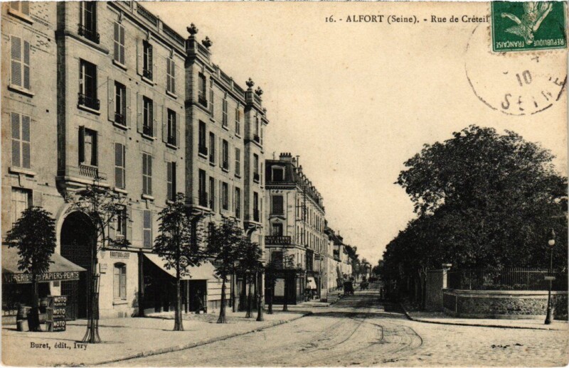 Carte postale ancienne Maisons Alfort Rue de Creteil à Maisons-Alfort