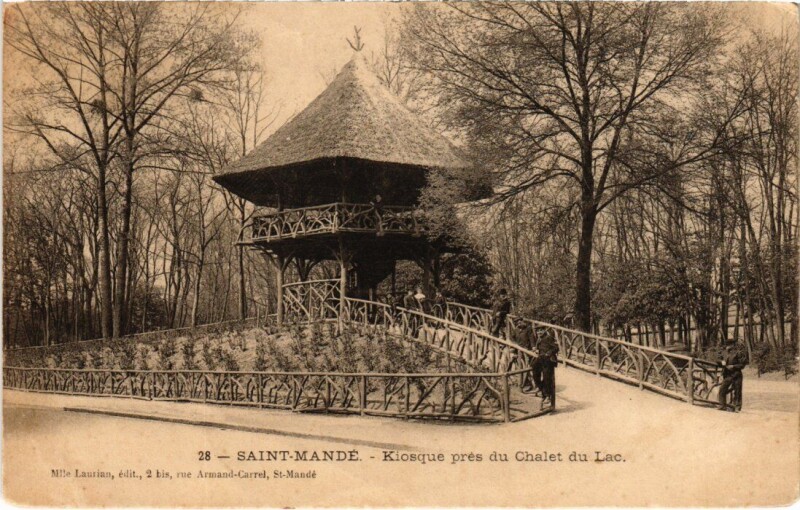 Carte postale ancienne St Mande Kiosque pres du Chalet du Lac