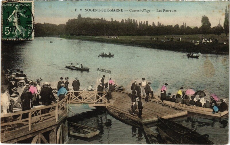 Carte postale ancienne Nogent sur Marne Couvert Plage Les Passeurs à Nogent-sur-Marne