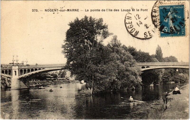 Carte postale ancienne Nogent sur Marne La pointe de l'Ile des Loups et le Pont à Nogent-sur-Marne