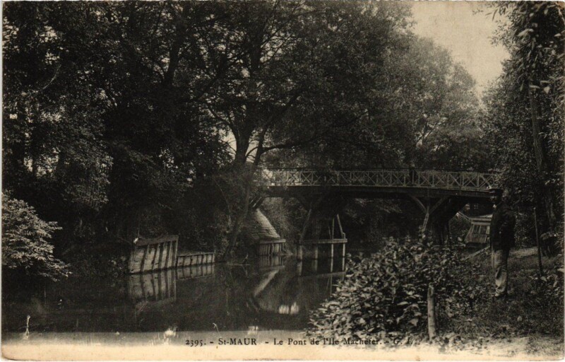 Carte postale ancienne St Maur Le Pont de l'Ile Machefer