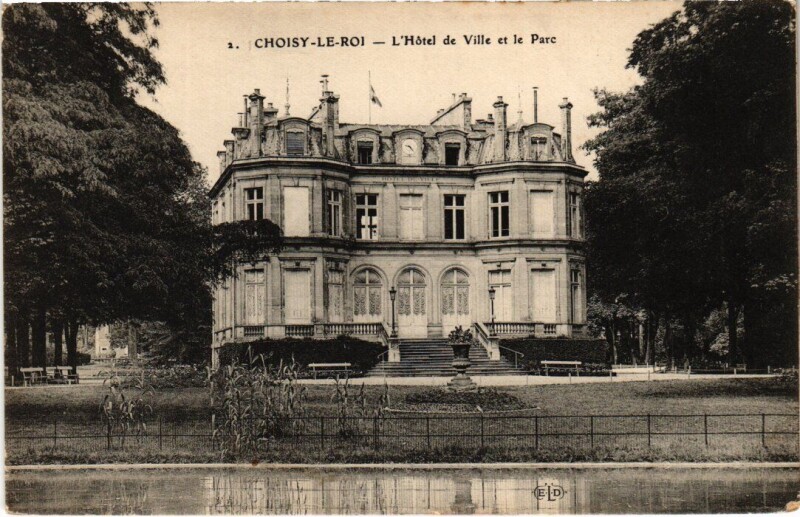 Carte postale ancienne Choisy le Roi Hotel de Ville et le Parc à Choisy-le-Roi