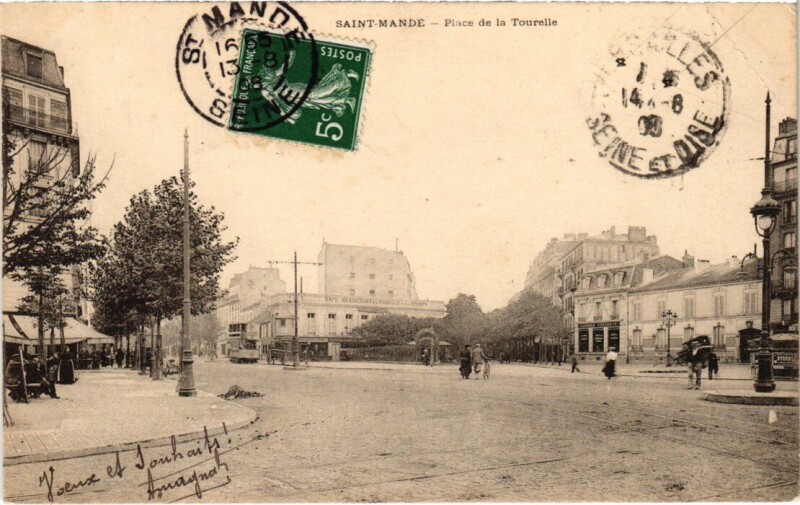 Carte postale ancienne St Mande Place de la Tourelle