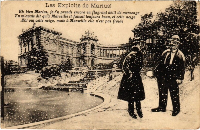 Carte postale ancienne Marseille - Les Exploits de Marius! à Marseille