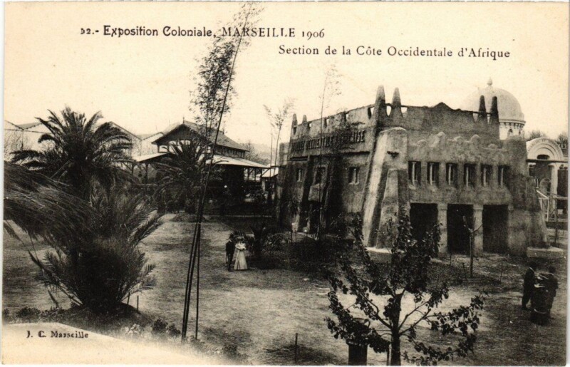 Carte postale ancienne Marseille Expo Coloniale Section de la Cote Occidentale à Marseille