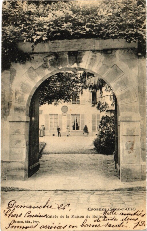 Carte postale ancienne Crosnes Entree de la Maison de Boileau à Crosne