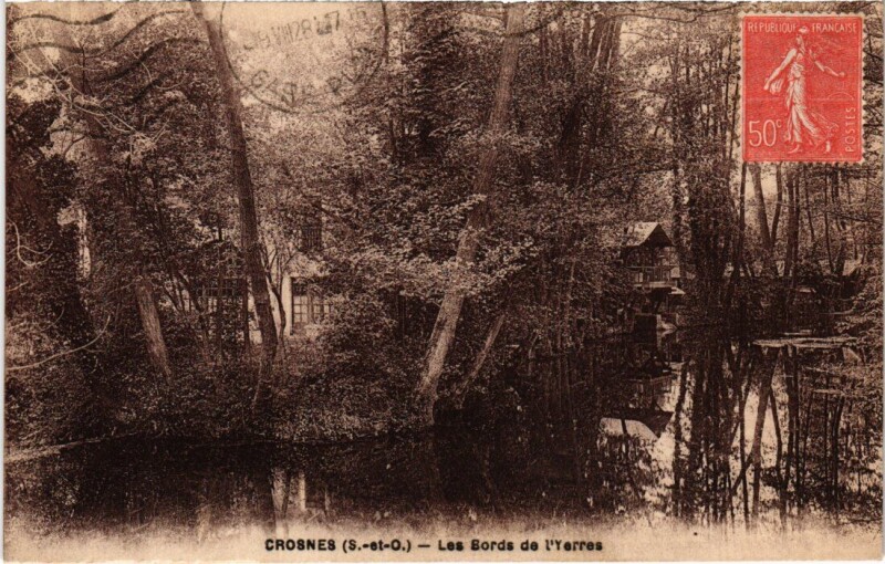 Carte postale ancienne Crosnes Les Bords de l'Yerres à Crosne