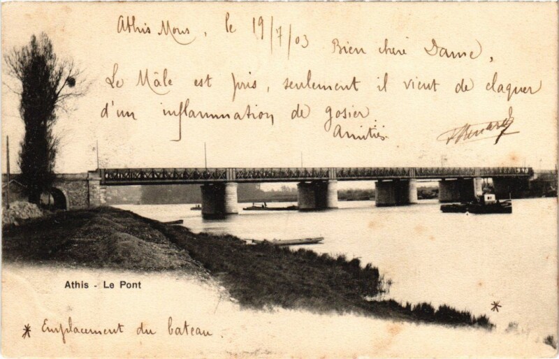 Carte postale ancienne Athis Mons Le Pont à Athis-Mons