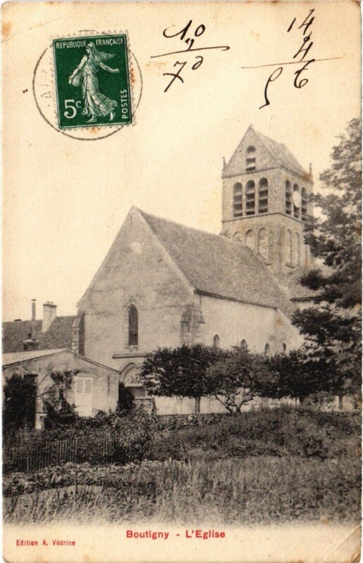 Carte postale ancienne Boutigny Eglise