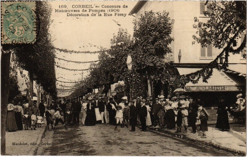 Carte postale ancienne Corbeil Concours de Manoeuvres de Pompes