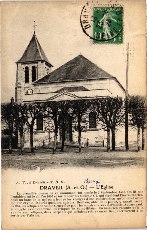 Carte postale ancienne Draveil Eglise à Draveil