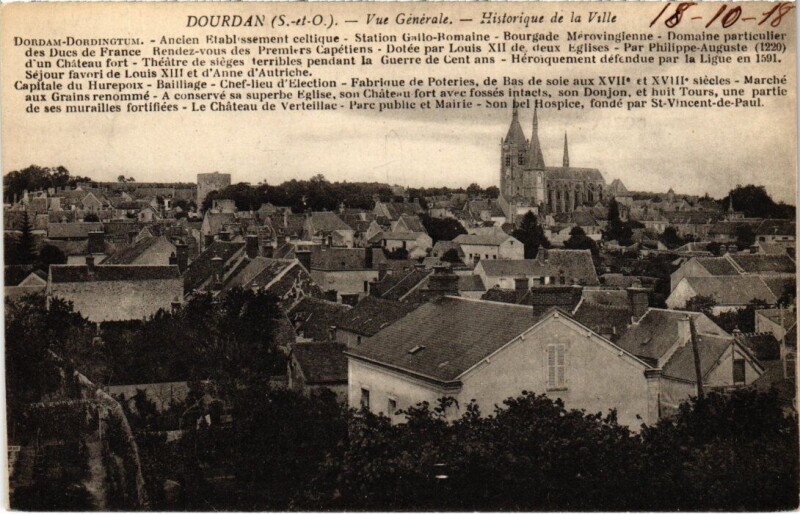 Carte postale ancienne Dourdan vue generale à Dourdan