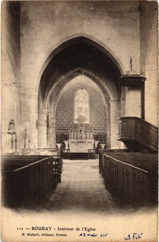 Carte postale ancienne Bouray Interieur de l'Eglise