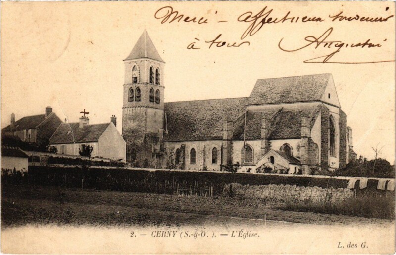 Carte postale ancienne Cerny Eglise à Cerny