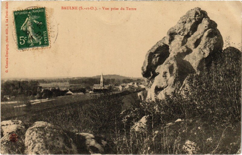 Carte postale ancienne Baulne vue prise du Tertre à Baulne