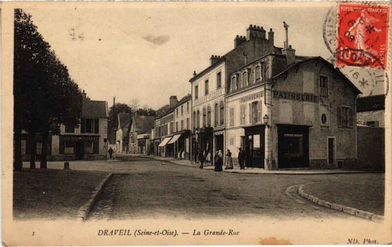 Carte postale ancienne Draveil Grande Rue à Draveil