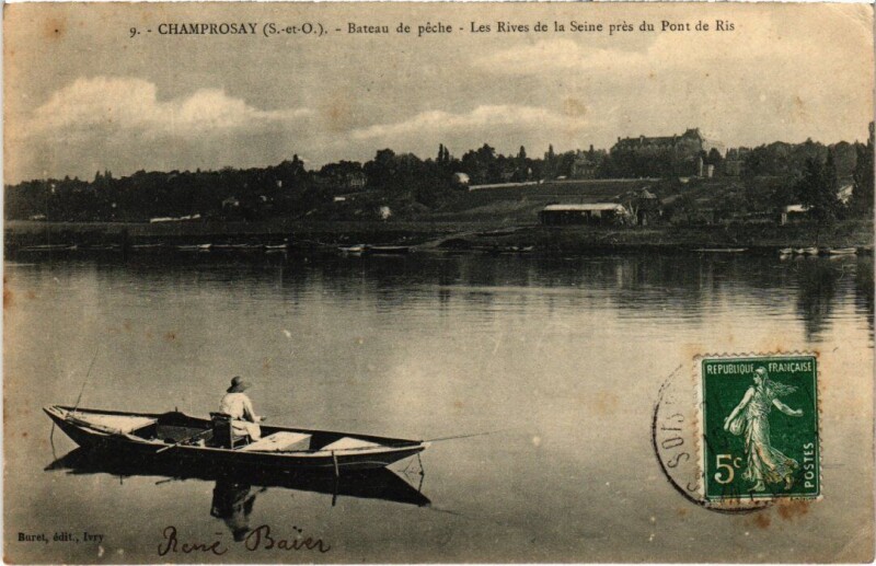 Carte postale ancienne Draveil Bateau de peche à Draveil