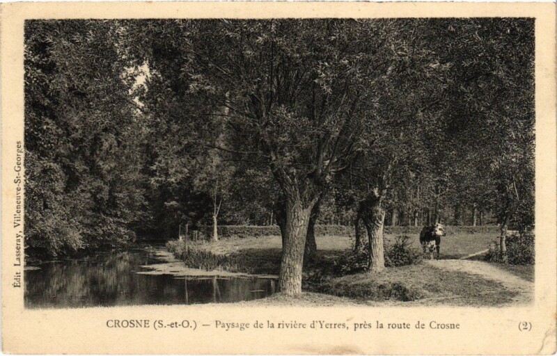 Carte postale ancienne Crosnes Paysage de la riviere l'Yerres à Crosne