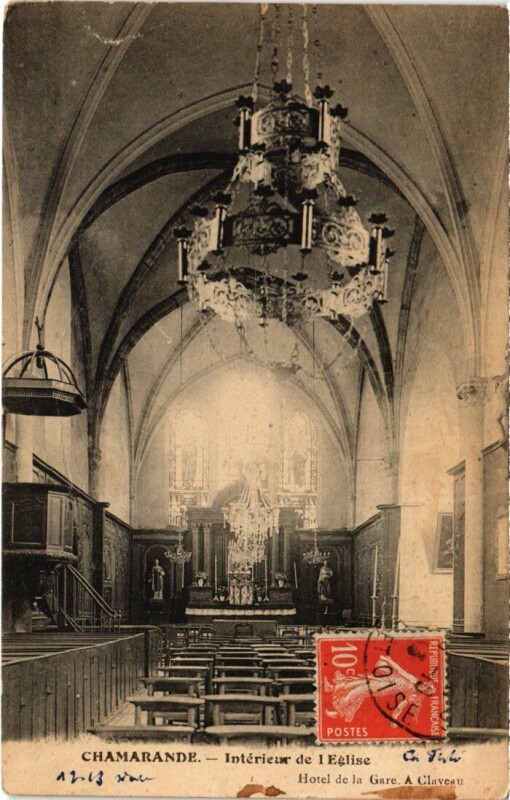 Carte postale ancienne Chamarande Interieur de l'Eglise à Chamarande