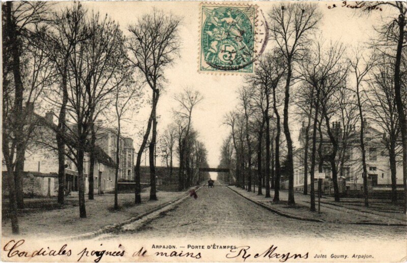 Carte postale ancienne Arpajon Porte d'Etampes à Arpajon