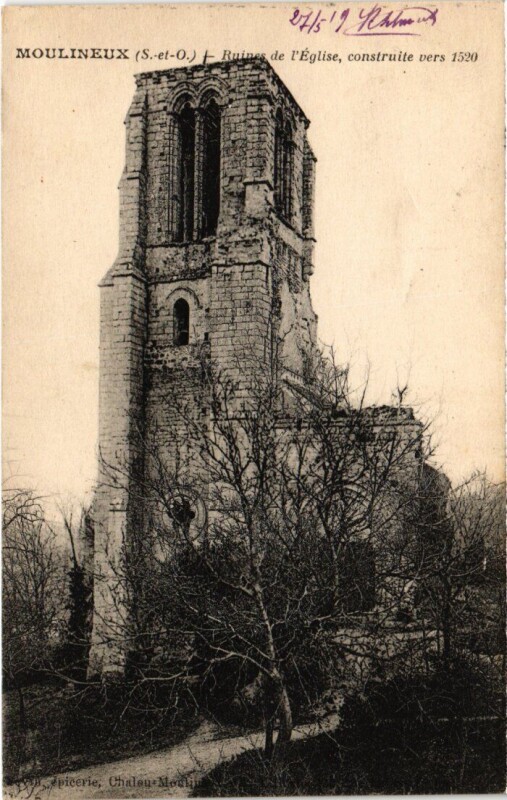 Carte postale ancienne Moulineux Ruines de l'Eglise