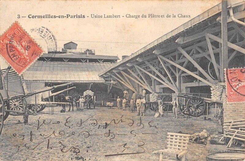Carte postale ancienne Cormeilles En Parisis - Usine Lambert - Charge Du Platre Et De La Chaux à Cormeilles-en-Parisis