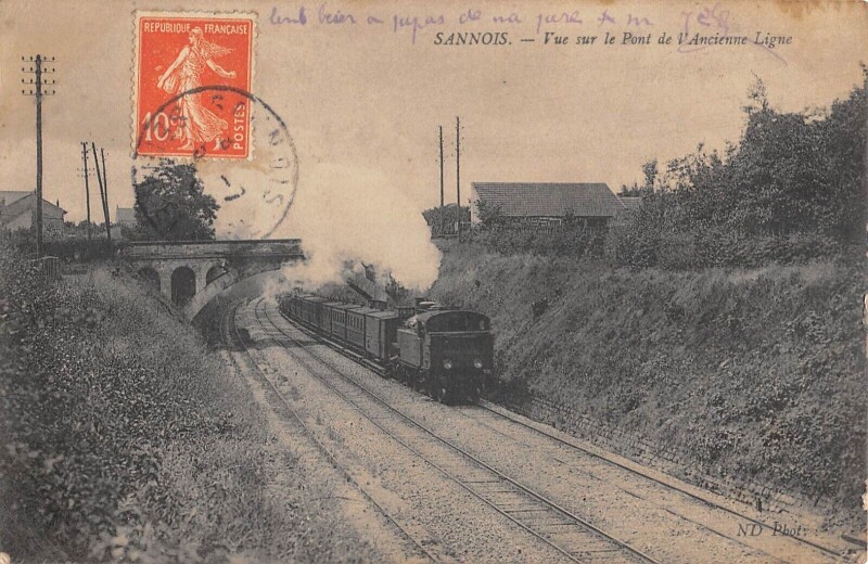 Carte postale ancienne Sannois / Vue Sur Le Pont De L'Ancienne Ligne / Train à Sannois